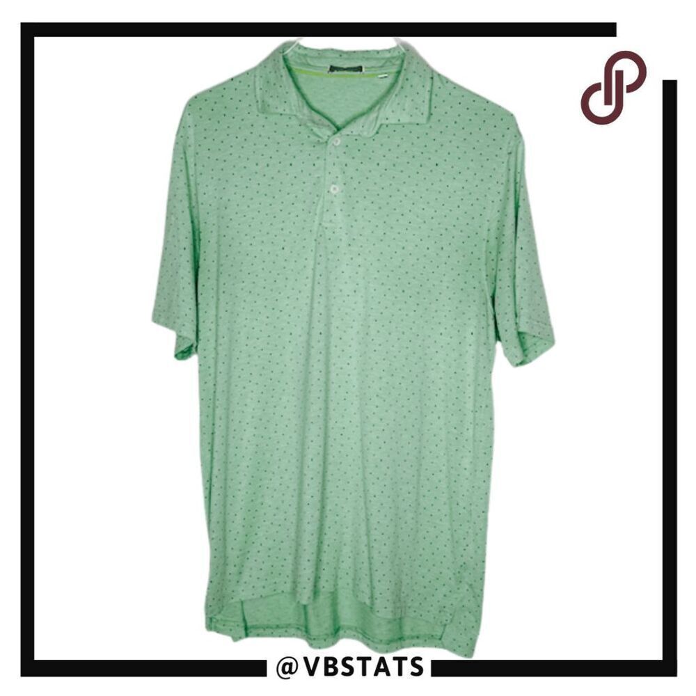 Tasc Men's Polka Dot Short Sleeve High Low Hem Golf Polo‎ Shirt Green Size XL